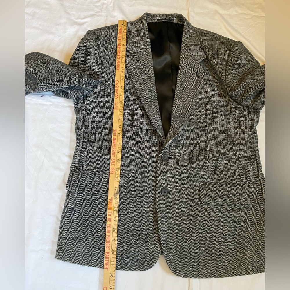 Men's Vintage 100% Virgin Wool Tweed Herringbone Single Breasted Blazer 42S - Picture 10 of 17